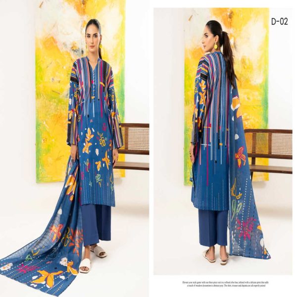 3 Piece Printed Lawn - Image 2