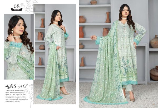 3 PC Embroidered Lawn Unstitched Suit - Image 2