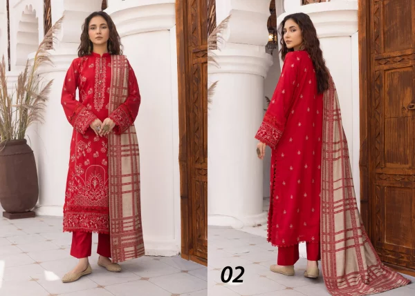 3 PC Embroidered Dhanak - Image 4