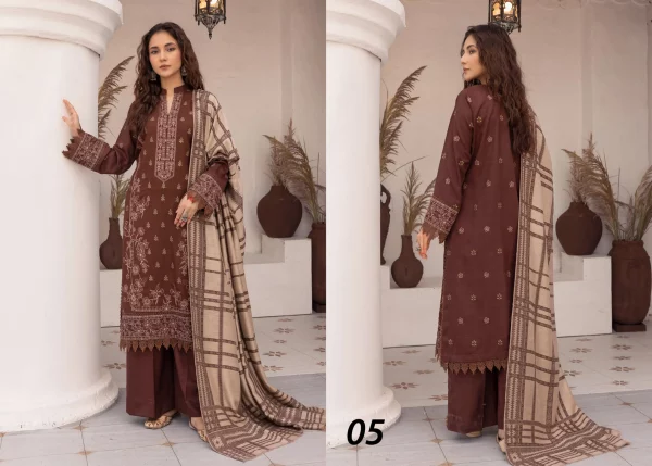 3 PC Embroidered Dhanak - Image 4