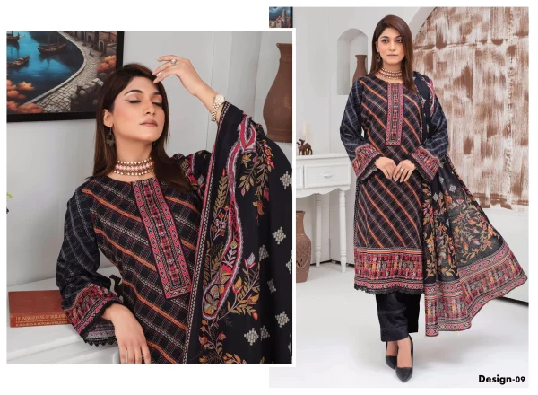 3 PC Printed Slub Khaddar - Image 2