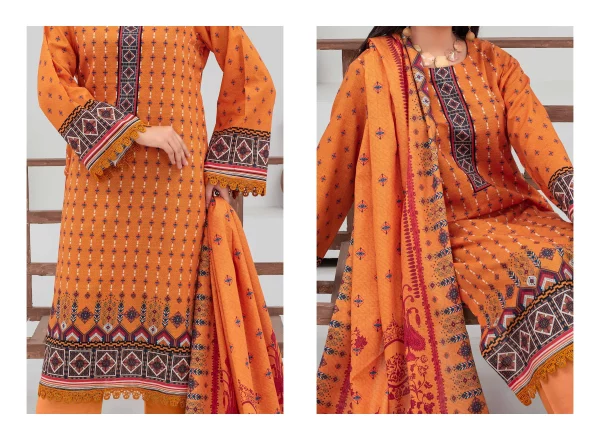 3 PC Digital Printed  Khaddar - Image 2