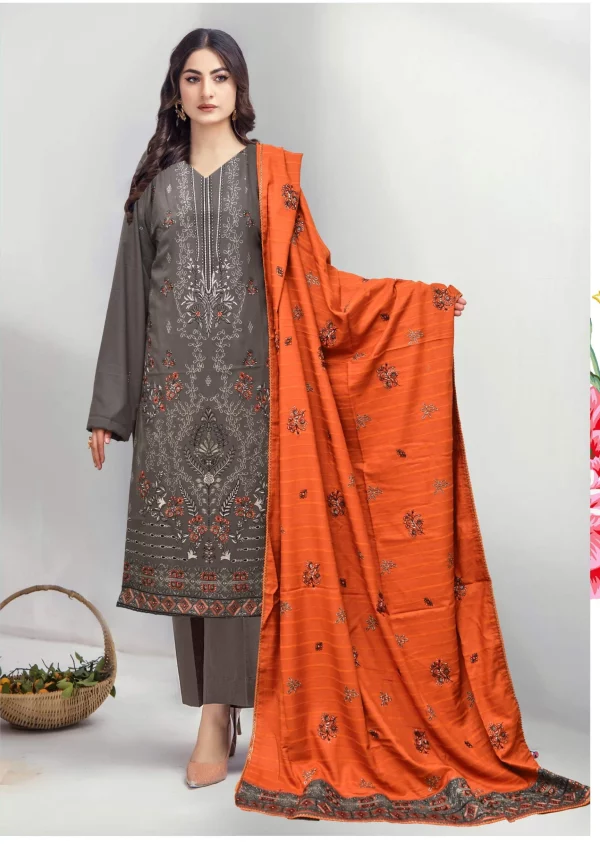 3 PC Embroidered Dhanak