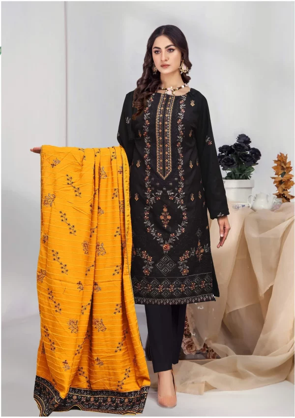 3 PC Embroidered Dhanak